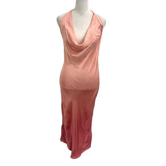 Young Fabulous & Broke Satin Cowl Slip Dress Midi Peach Pink Ombre size Medium - Picture 1 of 11